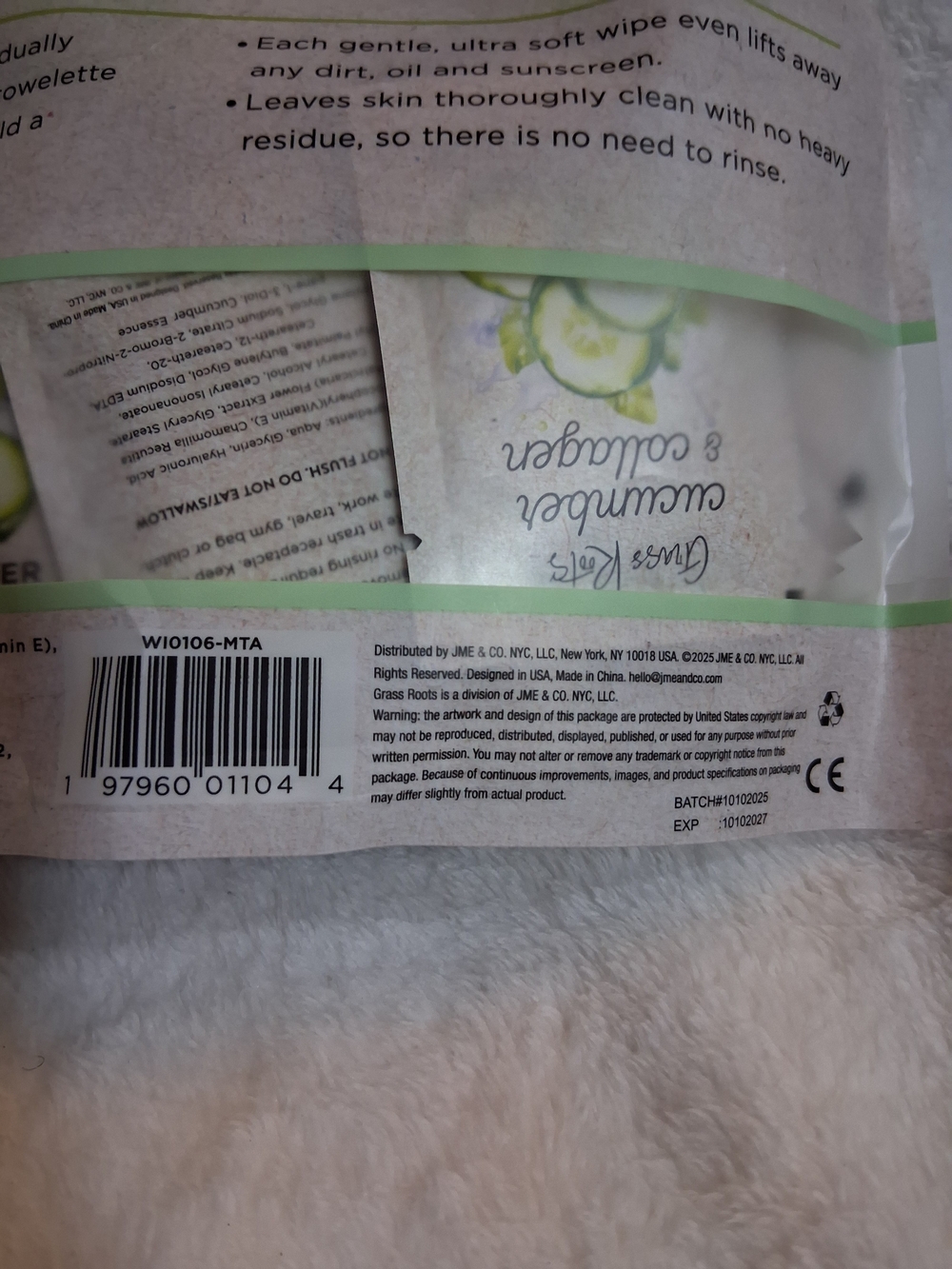 Grass Roots Makeup Remover Wipes Bundle - Cucumber & Vitamin C (80 Wipes Total) - Picture 16 of 16